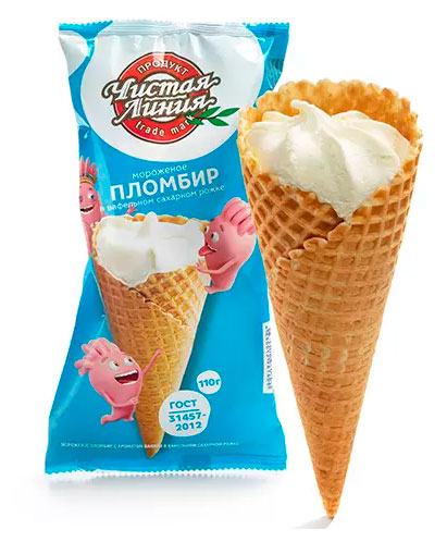 Изображение товара Мороженое Чистая Линия пломбир ваниль 110 г вафельный рожок
