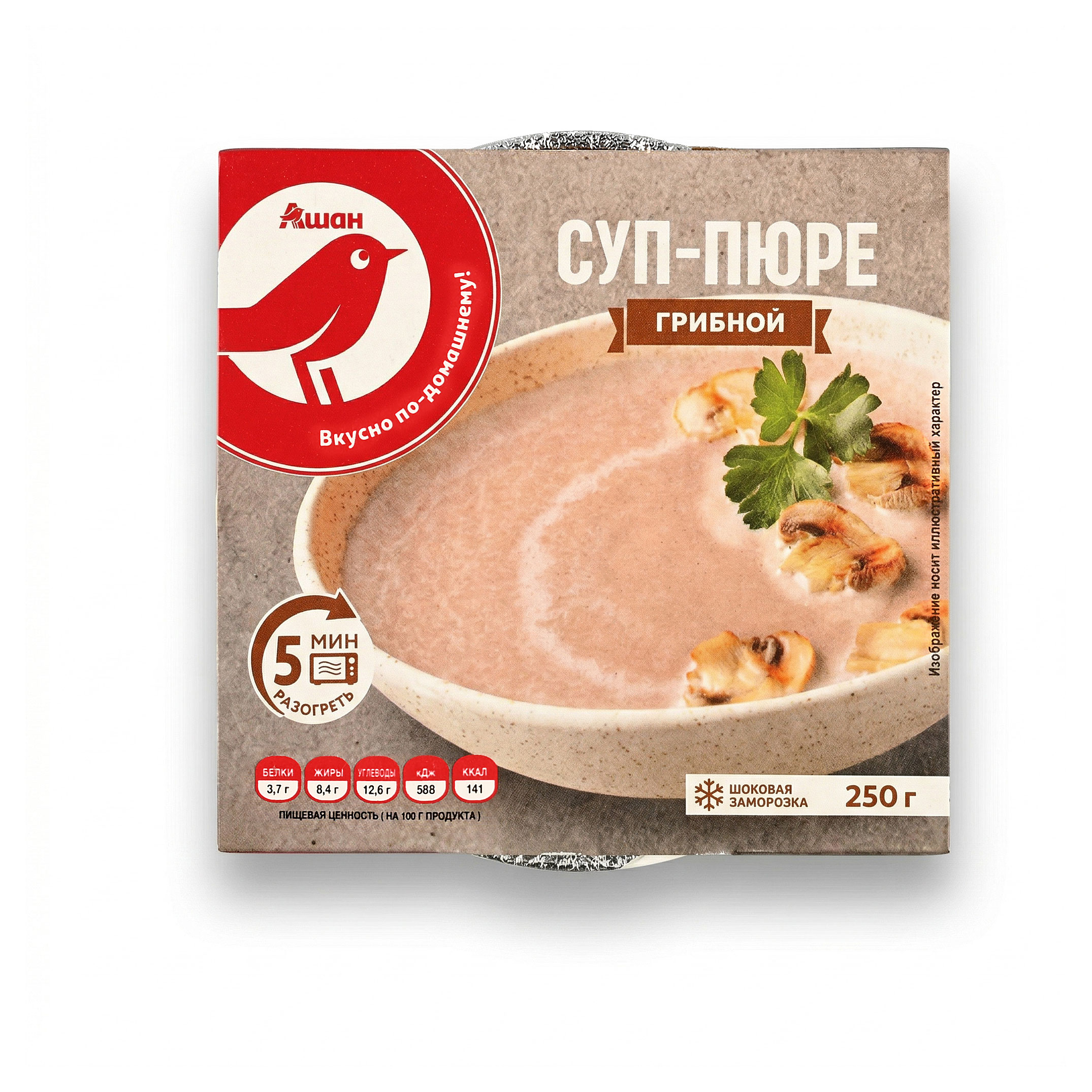 Изображение товара Суп-пюре Грибной с шампиньонами АШАН Красная птица 0.25 кг