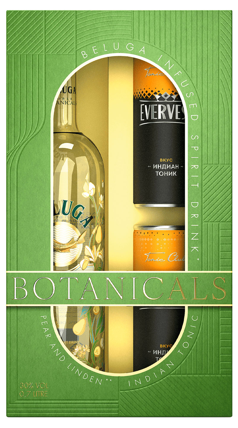 Изображение товара Водка BELUGA Noble Botanicals Груша липа 0.7 л + 2 тоника 330 мл подарочная упаковка