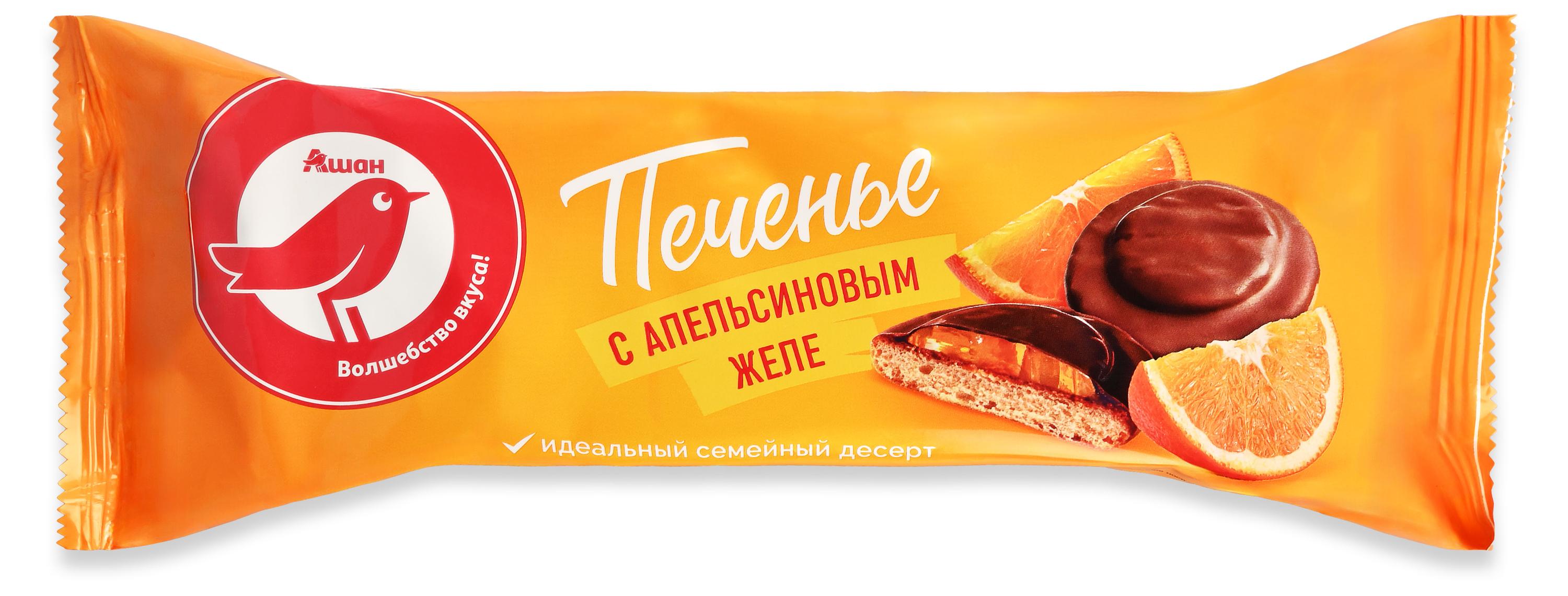 Изображение товара Печенье АШАН Красная птица с апельсиновым желе - хрустящее, ароматное