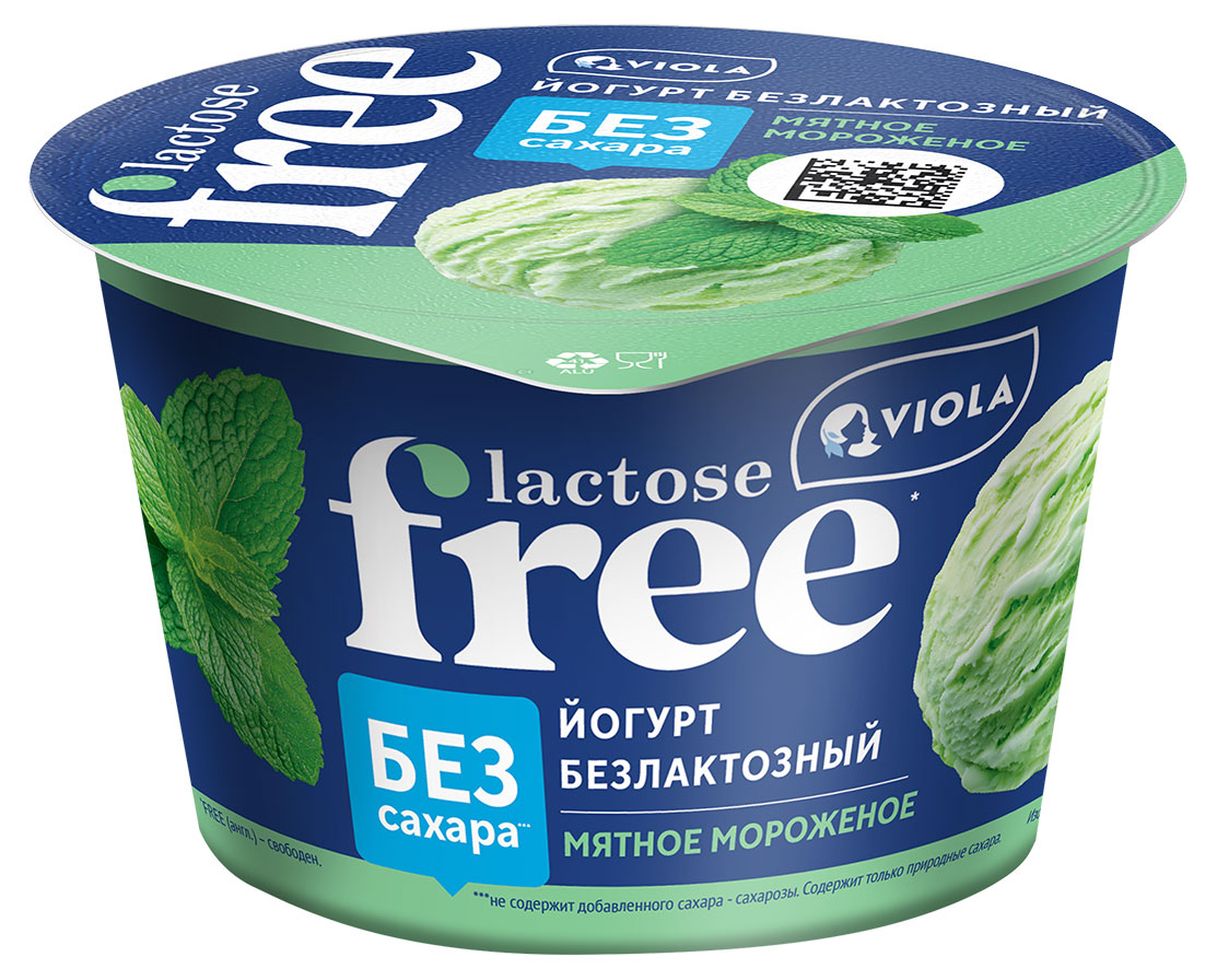 Изображение товара Безлактозный йогурт Viola Lactose Free мятное мороженое 180 г