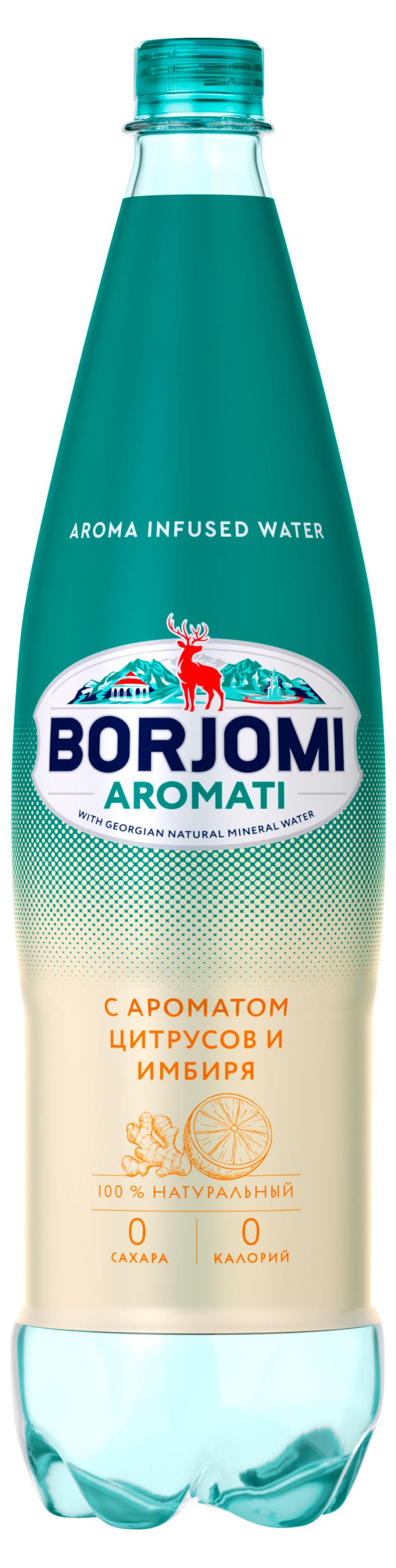 Изображение товара Напиток на основе природной минеральной воды Borjomi Aromati с экстрактом цитрусов и корня имбиря газированный Грузия, 1 л