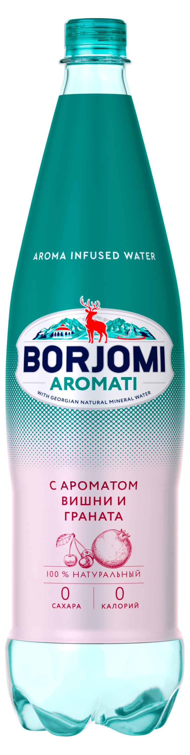 Изображение товара Напиток на основе природной минеральной воды Borjomi Aromati со вкусом вишни и граната газированный Грузия, 1 л