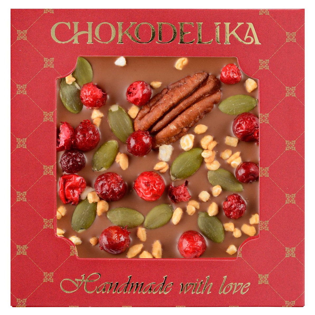 Изображение товара Шоколад молочный Chokodelika с пеканом и брусникой, 35 г