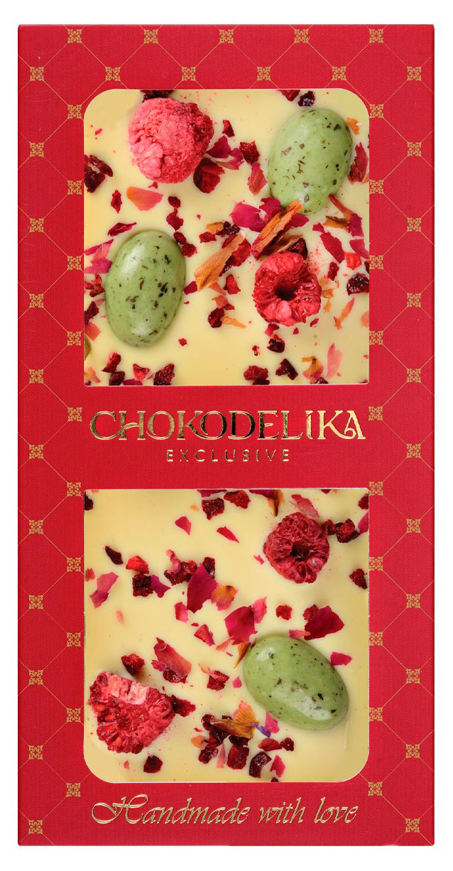 

Шоколад белый Chokodelika с розой малиной и вишней, 100 г