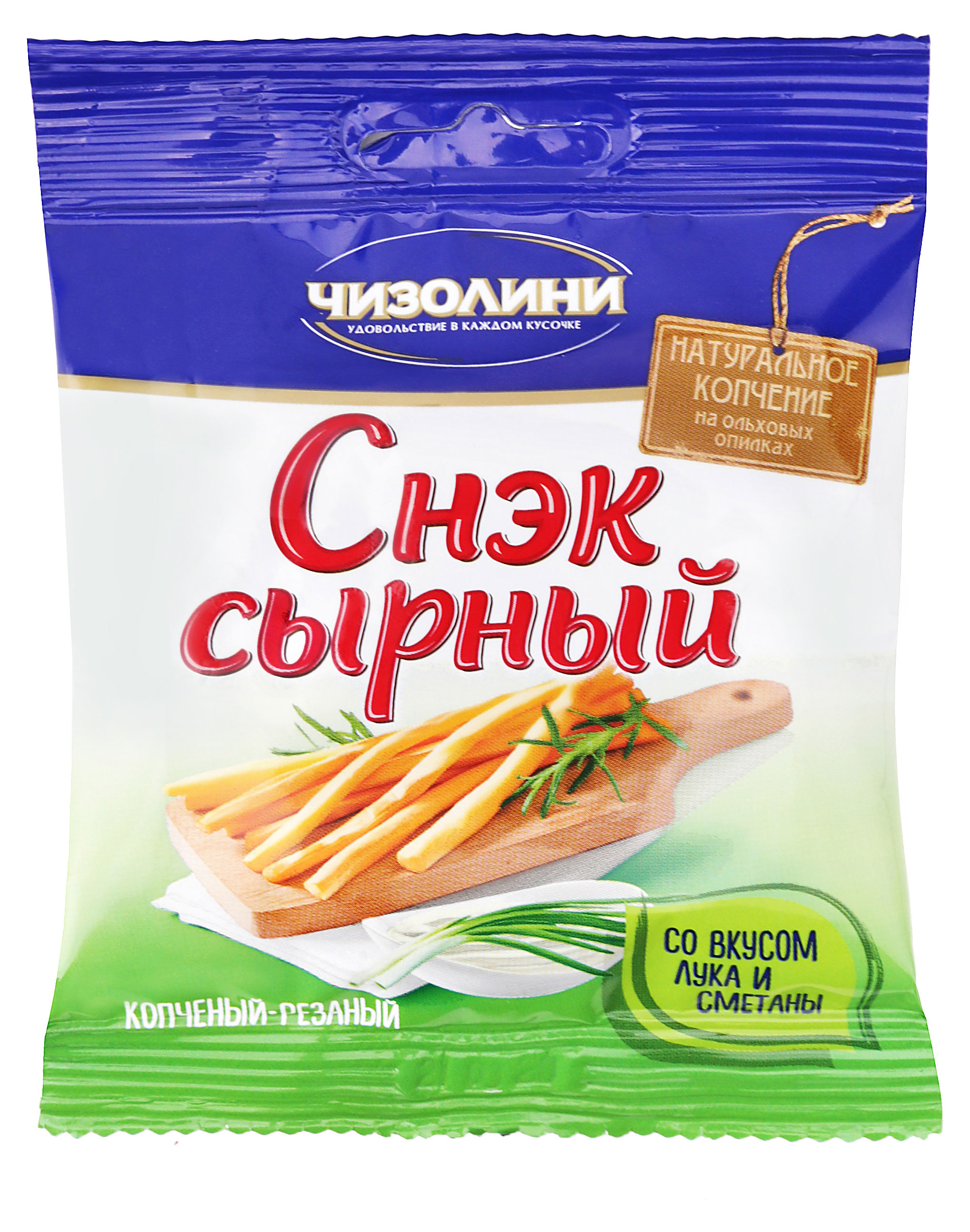 Изображение товара Сыр копченый резанный Чечил со вкусом лука сметаны «Чизолини» Снэк сырный 45% БЗМЖ, 30 г