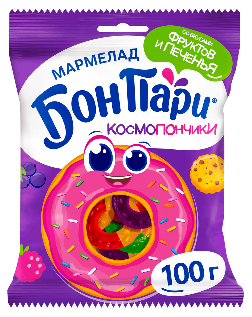Изображение товара Мармелад жевательный Бон Пари Космопончики, 100 г ассорти