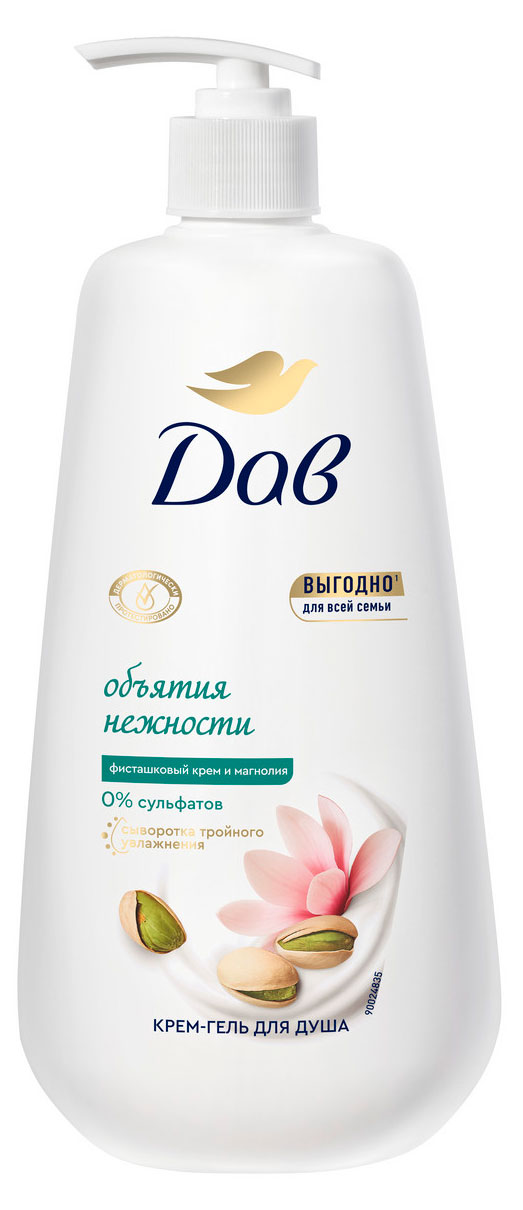 Дав | Крем-гель для душа «Дав» Бессульфатный фисташковый крем и магнолия с сывороткой тройного увлажнения, 610 мл