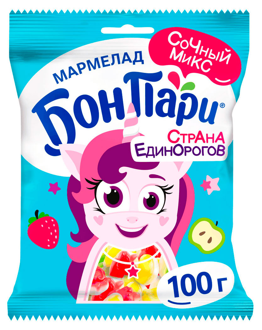 Изображение товара Мармелад жевательный «Бон Пари» Страна Единорогов ассорти, 100 г