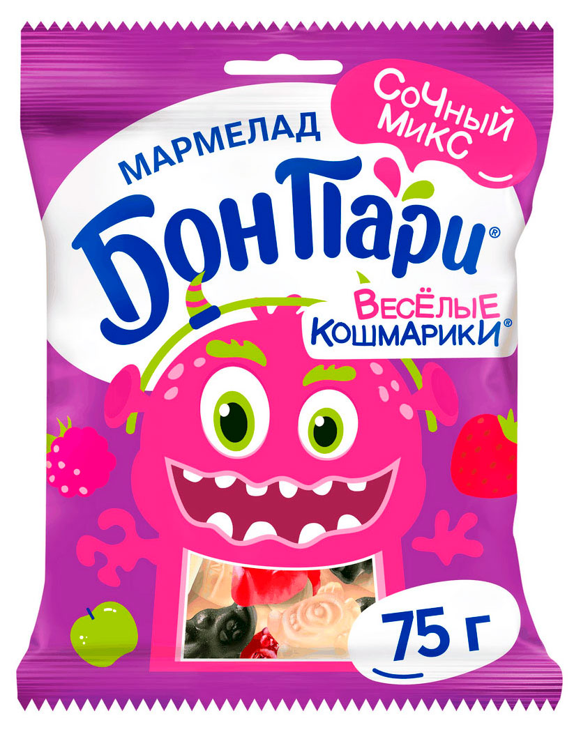 Изображение товара Мармелад жевательный Бон Пари Веселые Кошмарики 75г натуральный вкус