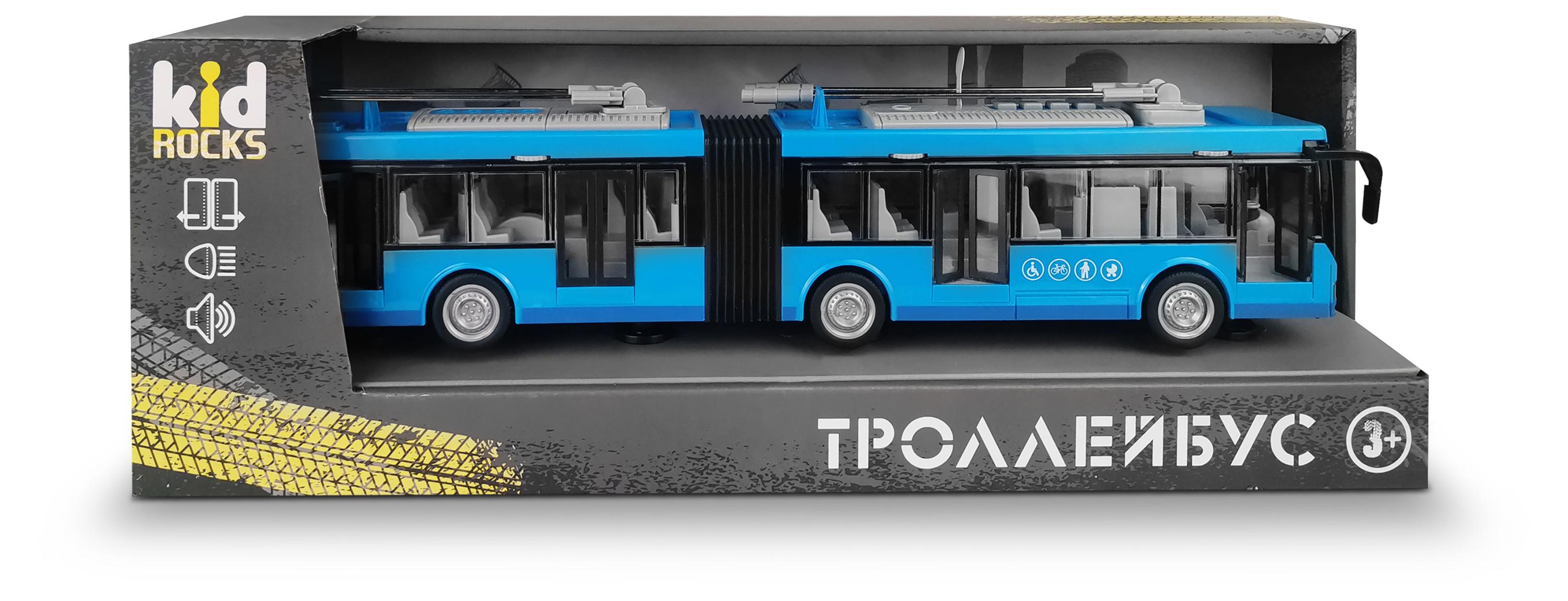 Изображение товара Игрушка машина Kis Rocks троллейбус гармошка свет звук 1:16, 1 шт в ассортименте
