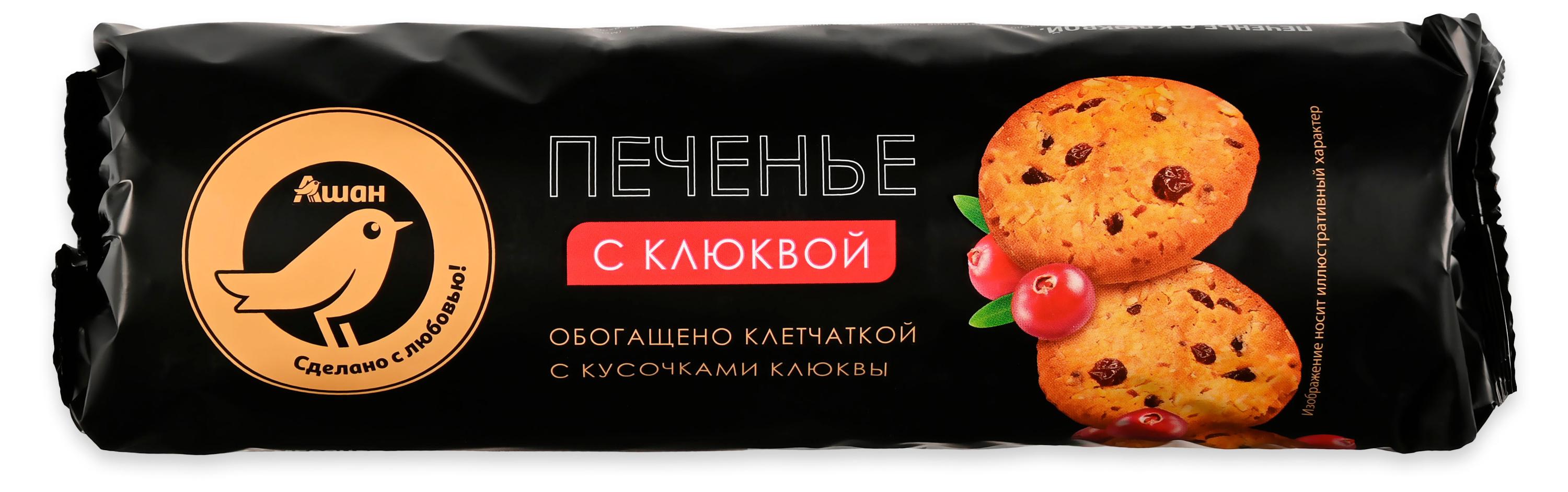 Изображение товара Злаковое печенье АШАН Золотая птица с клюквой, 225 г, натуральное вкусное лакомство