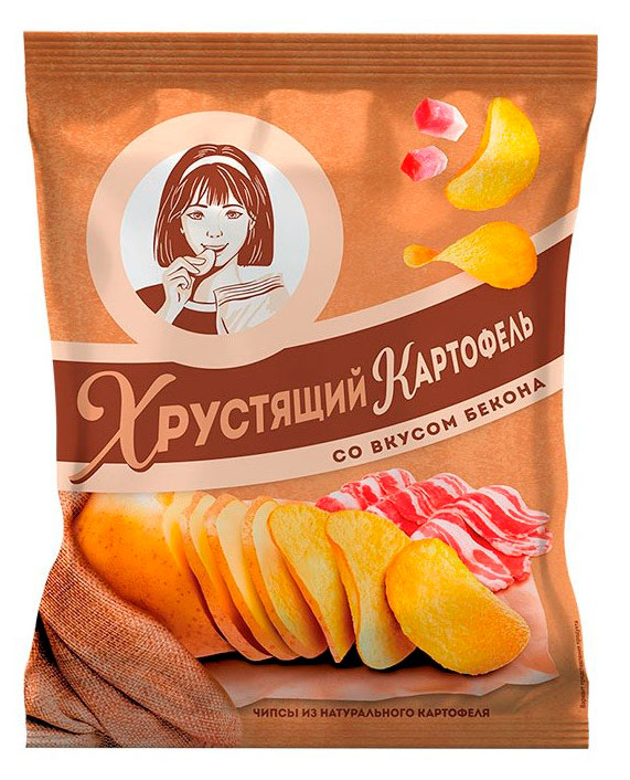 Изображение товара Чипсы картофельный «Хрустящий картофель» со вкусом бекона, 160 г