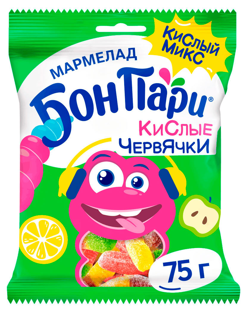 Бон Пари | Мармелад жевательный «Бон Пари» кислые червячки, 75 г