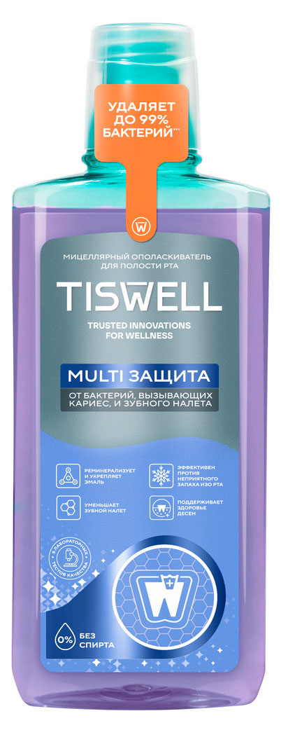 

Ополаскиватель для полости рта TISWELL Multi Защита от кариеса налета неприятного запаха и зубного камня, 500 мл