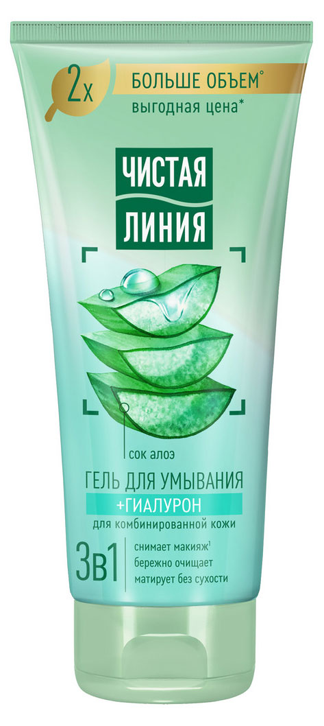 

Гель для умывания Чистая Линия 3 в 1 с гиалуроном и соком алоэ, 200 мл