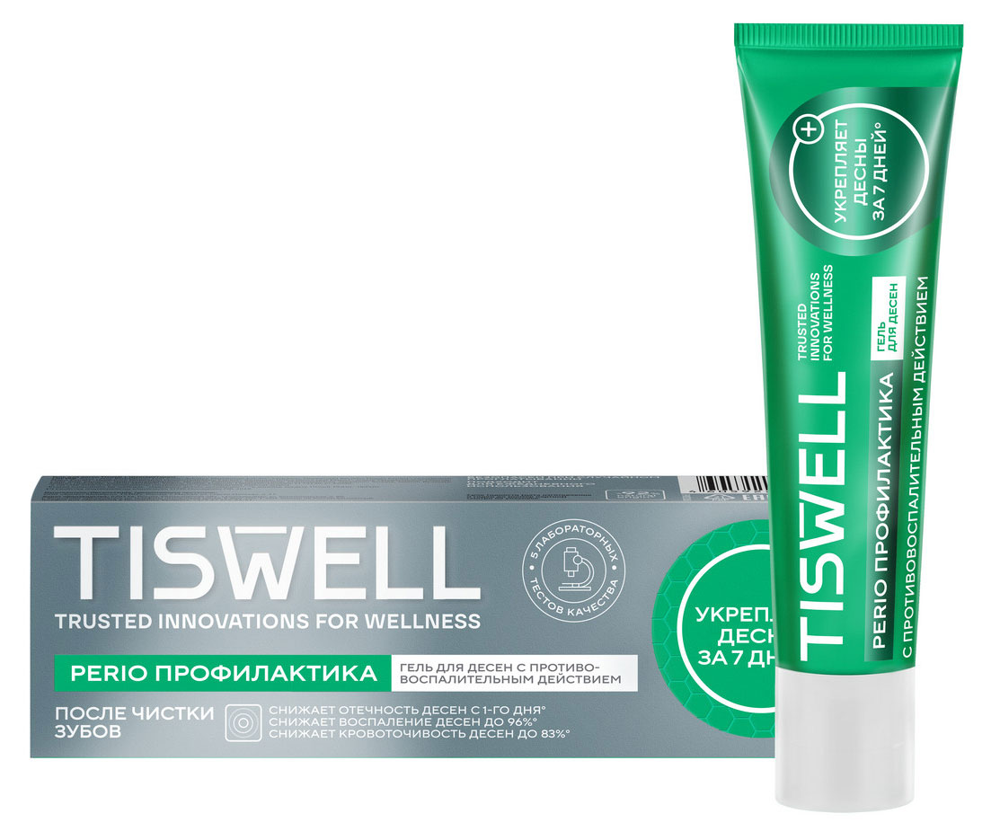 Гель для десен TISWELL Perio Профилактика от воспаления и кровоточивости с троксерутином, 40 мл
