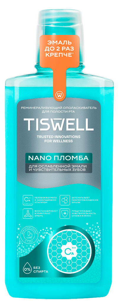 Ополаскиватель для полости рта TISWELL от кариеса для всей семьи для ослабленной эмали и чувствительных зубов, 500 мл