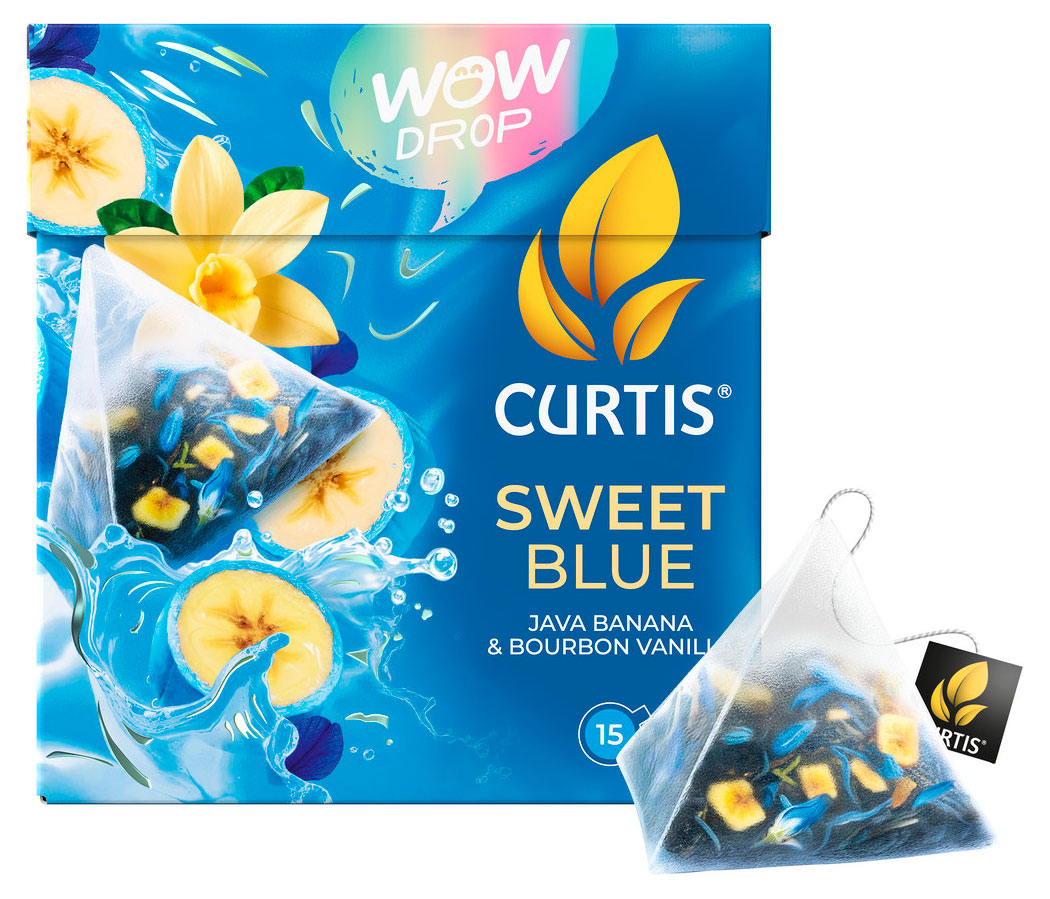 Изображение товара Напиток чайный CURTIS WOW DROP фруктово-травяной Sweet Blue, 15 пирамидок