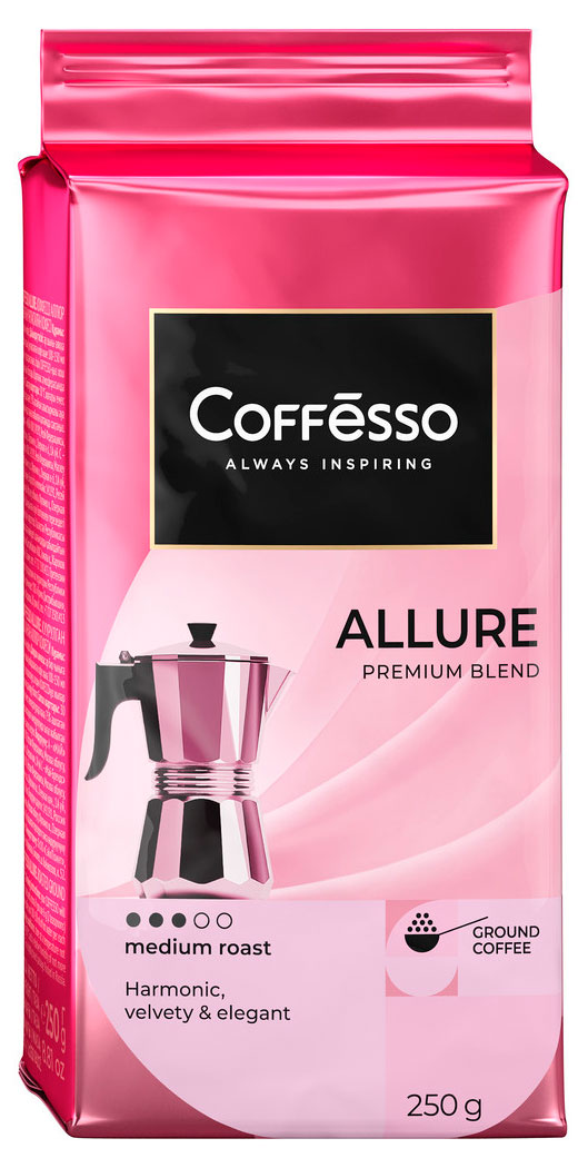Изображение товара Молотый кофе Coffesso Allure 250 г - сбалансированный аромат и насыщенный вкус