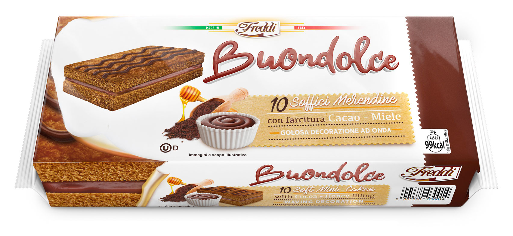 

Мини-пирожные Freddi Buondolce Шоколад мед Италия, 250 г