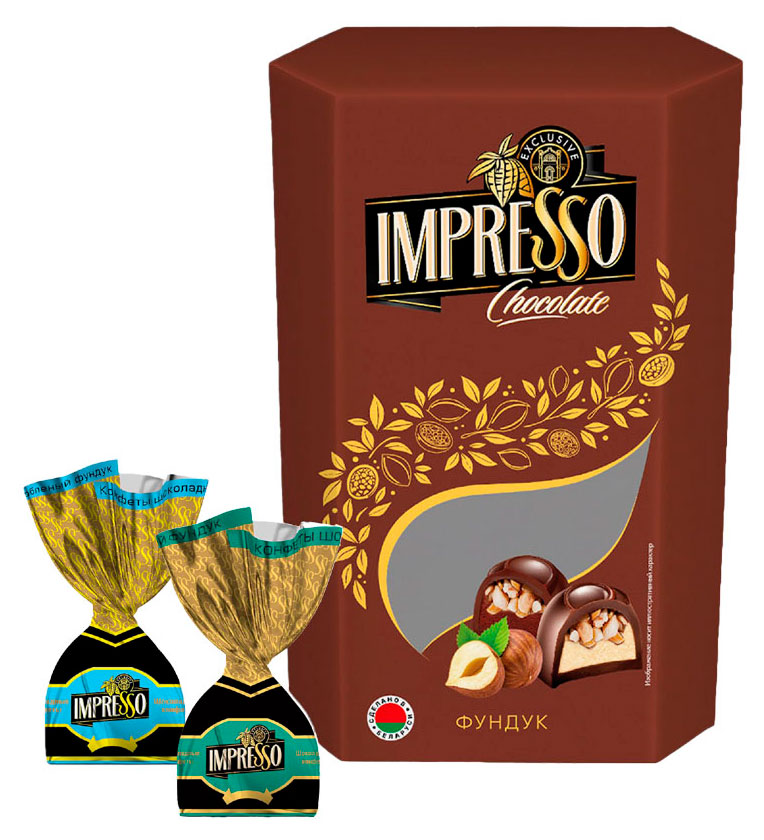 

Конфеты шоколадные Спартак Impresso с дробленым фундуком Беларусь, 145 г