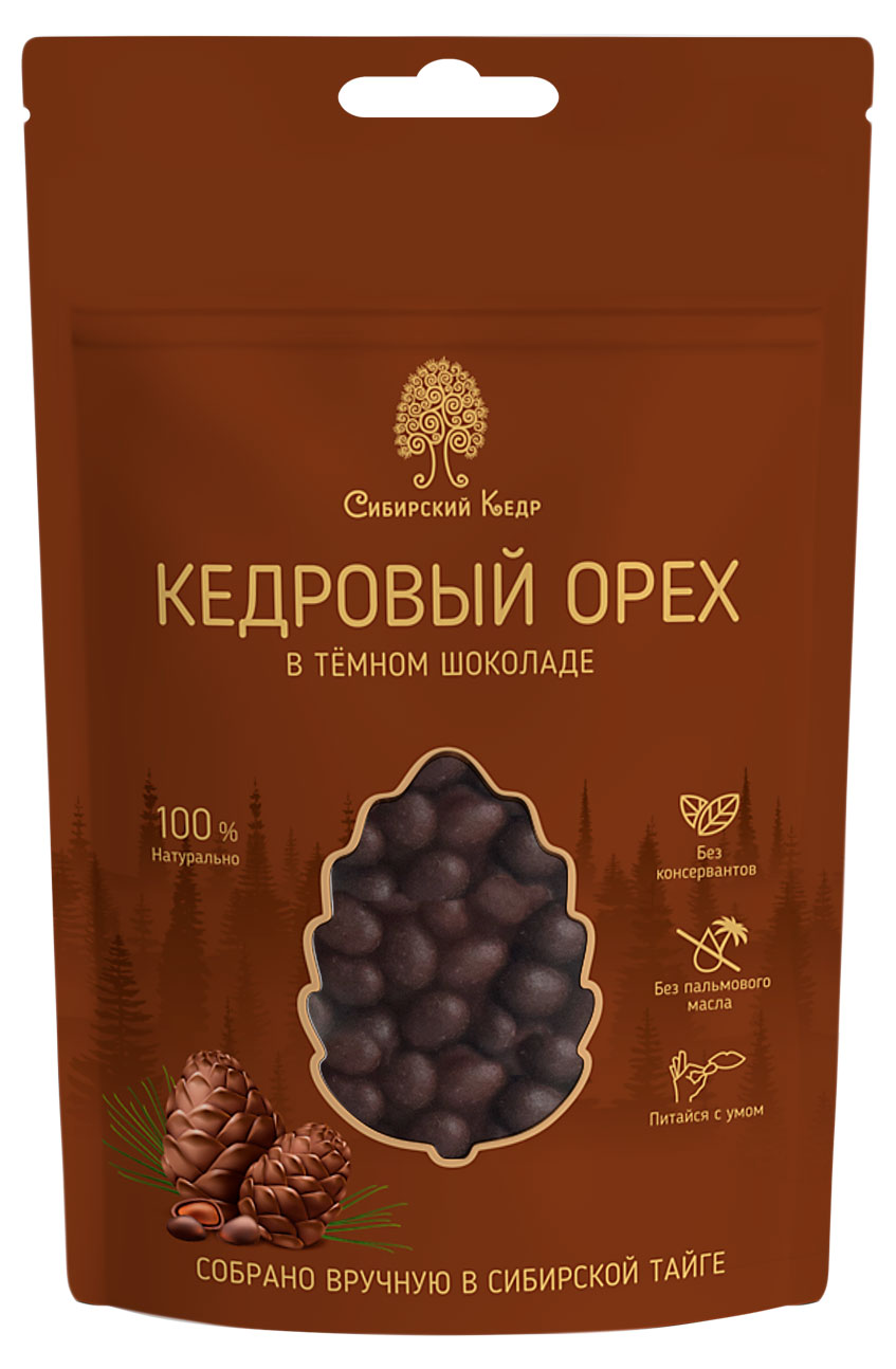Кедровый орех «Сибирский Кедр» в темном шоколаде, 60 г