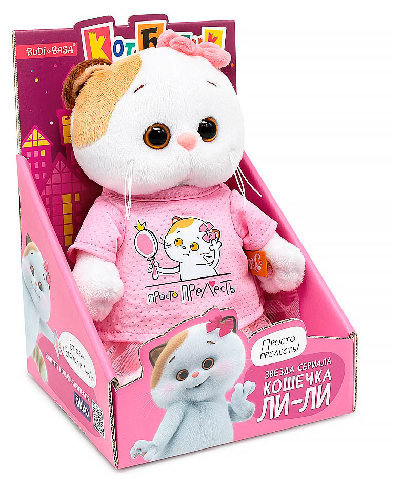 

Игрушка мягкая Basik&Co Кошечка Ли-ли в футболке, 13,5х14,5х21 см