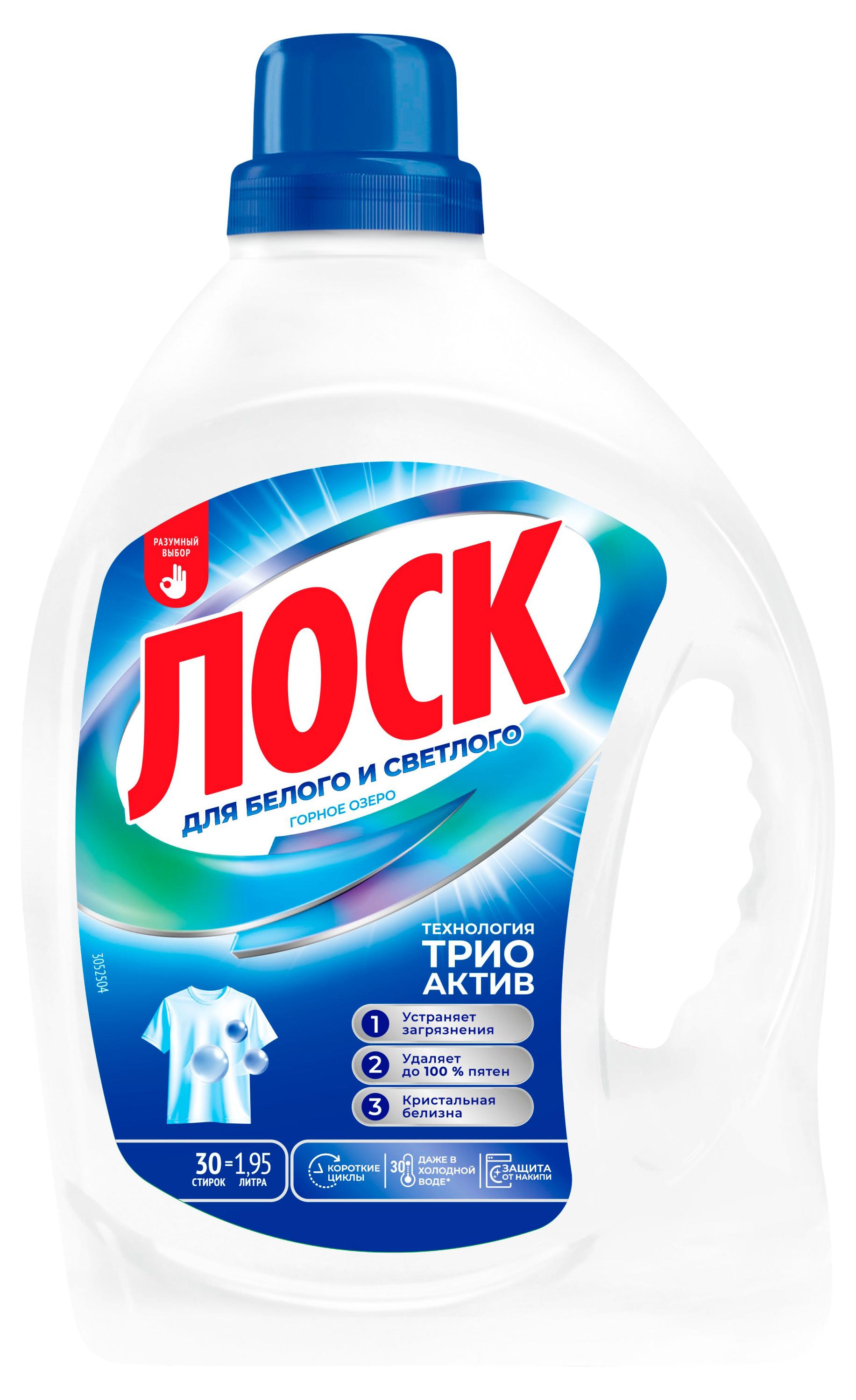 

Гель для стирки Лоск Горное озеро для белого белья, 1,95 л (30 стирок)