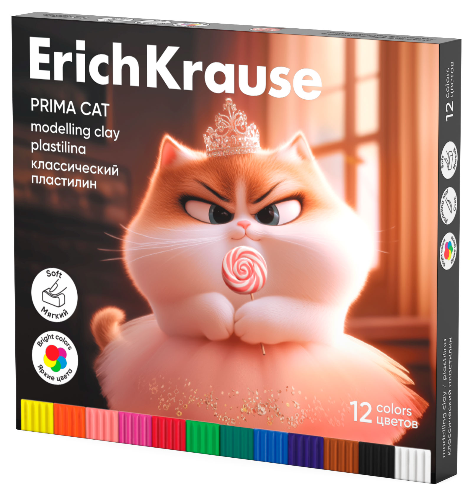 Изображение товара Пластилин ErichKrause Prima Cat классический, 12 цветов