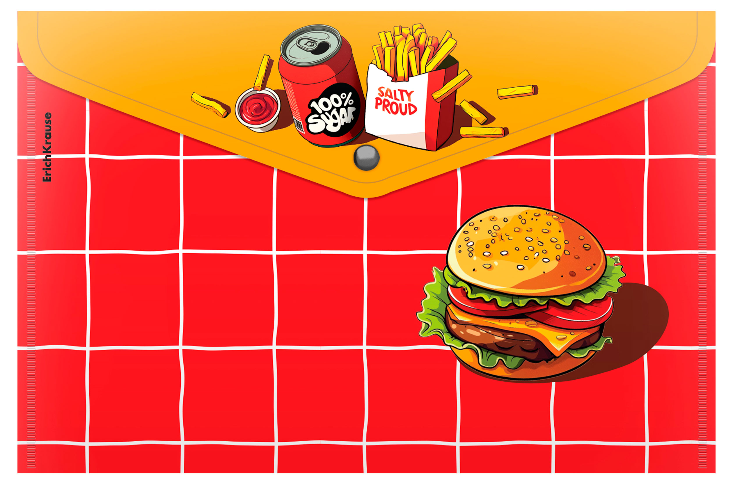 Изображение товара Папка-конверт ErichKrause Cheat Meal А4 пластиковая с застежкой-кнопкой