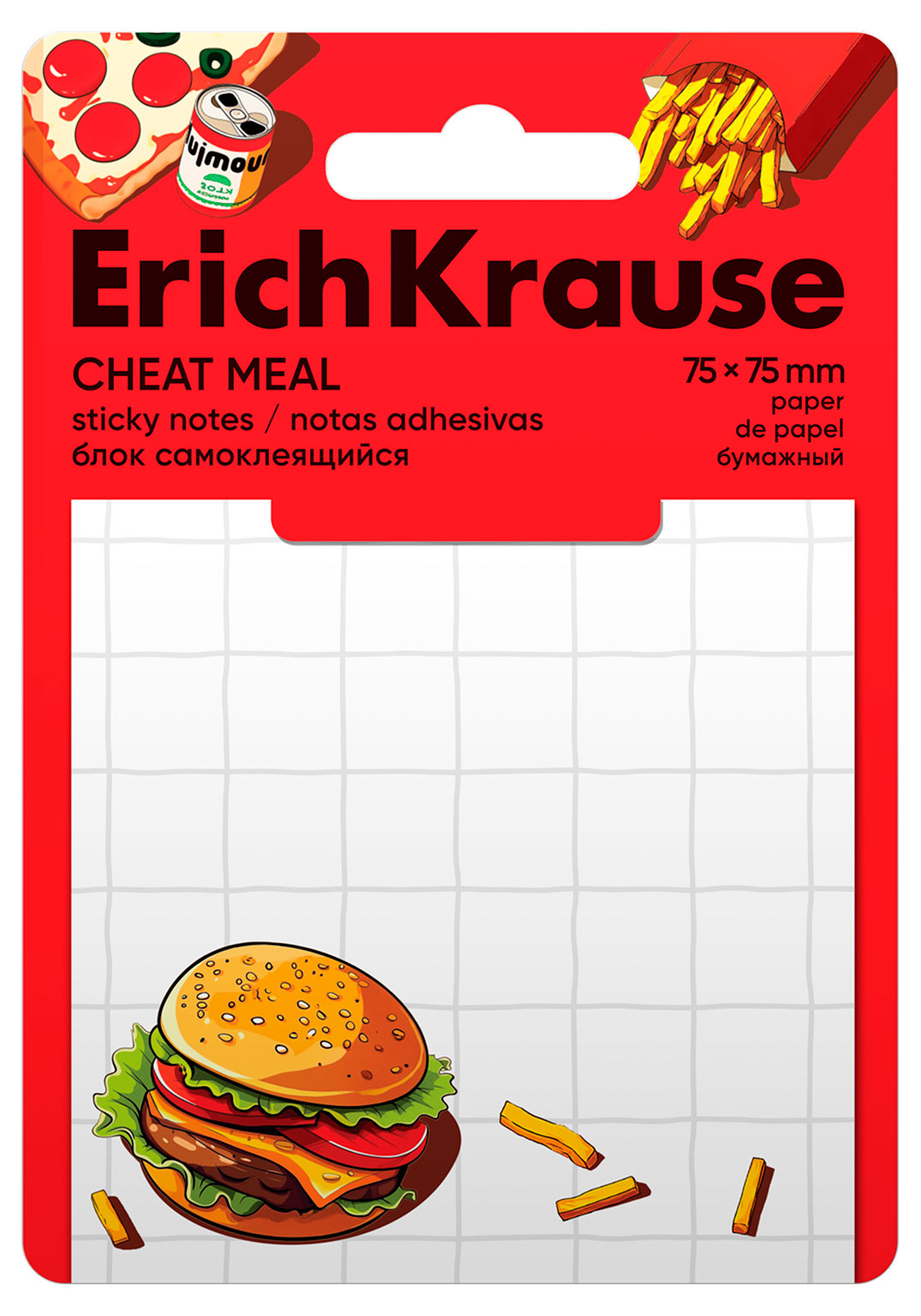 Изображение товара Блок самоклеящийся бумажный ErichKrause Cheat Meal 75х75 мм, 50 л