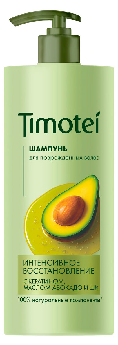 

Шампунь для волос Timotei Интенсивное восстановление с кератином маслом авокадо и ши для поврежденных волос, 1 л
