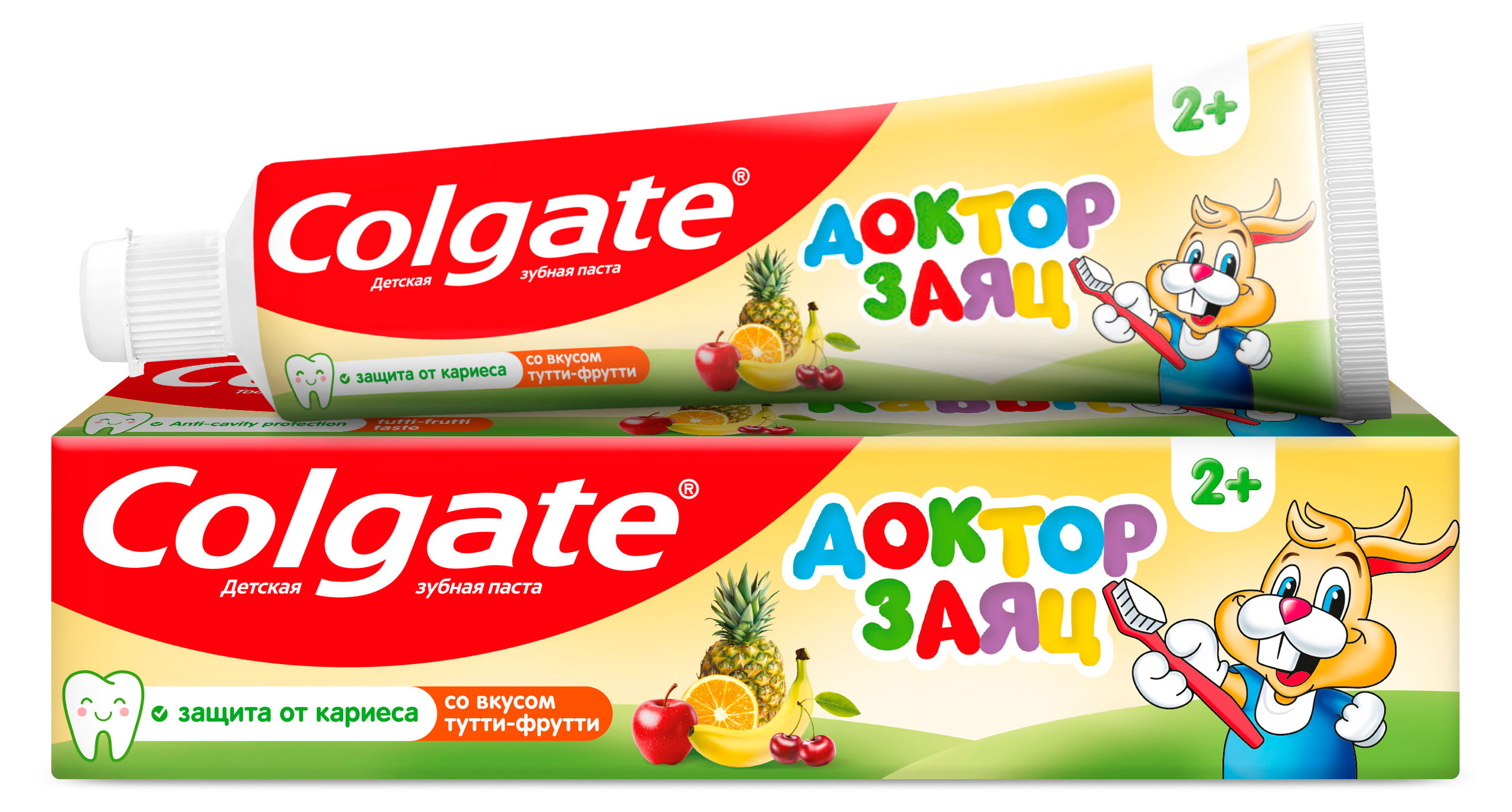 Зубная паста детская Colgate Доктор Заяц с ароматом тутти-фрутти 2+, 50 мл