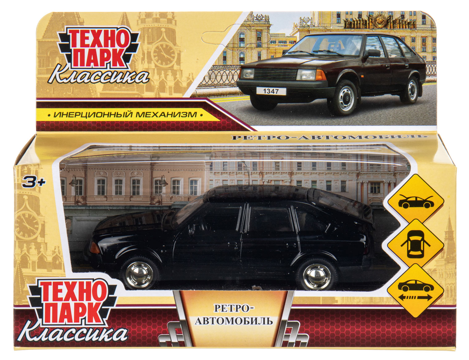 Машинка металлическая «Технопарк» Москвич ретро-модель 12 см, 1 шт