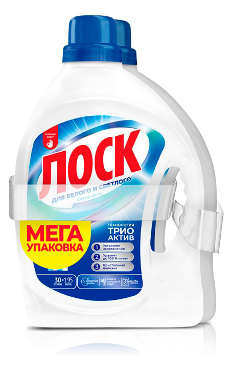 Изображение товара Гель для стирки «Лоск» Горное озеро для белого белья, 2х1,95 л (60 стирок)