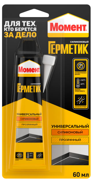 Изображение товара Герметик силиконовый «Момент» Универсальный прозрачный, 60 мл
