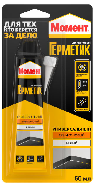Изображение товара Герметик силиконовый Момент Универсальный белый 60 мл для герметизации