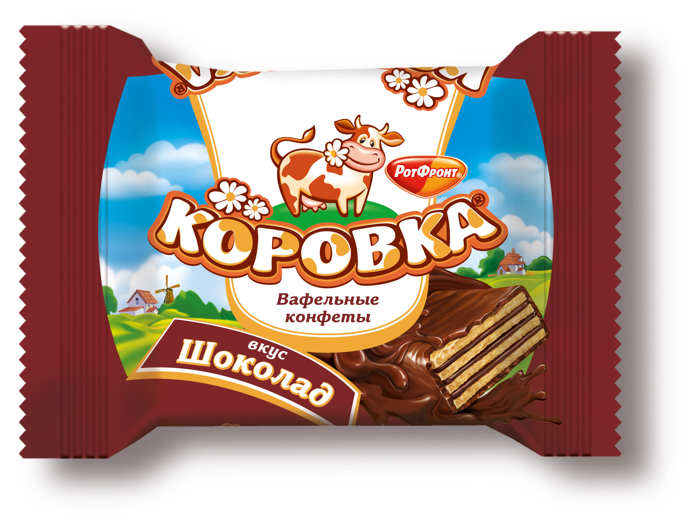 Изображение товара Вафли Коровка с шоколадной начинкой воздушные и хрустящие 1 кг