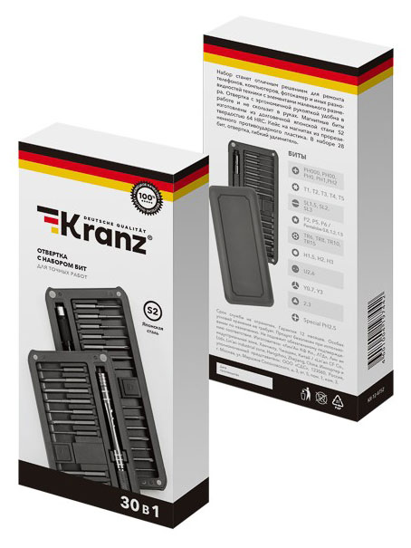 Kranz | Набор отверток Kranz RA-02 для точных работ, 30 предметов