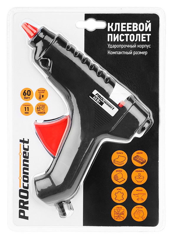 Изображение товара Пистолет клеевой PROconnect 60ВТ Ø11ММ - быстрый нагрев и надежная фиксация