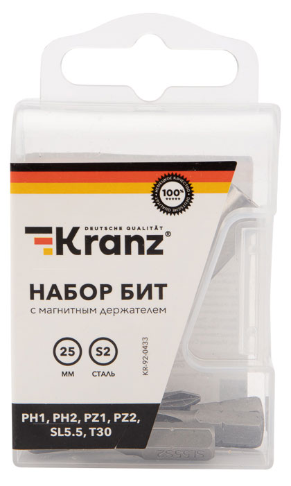 Набор бит с магнитным держателем Kranz 25 мм, 7 шт