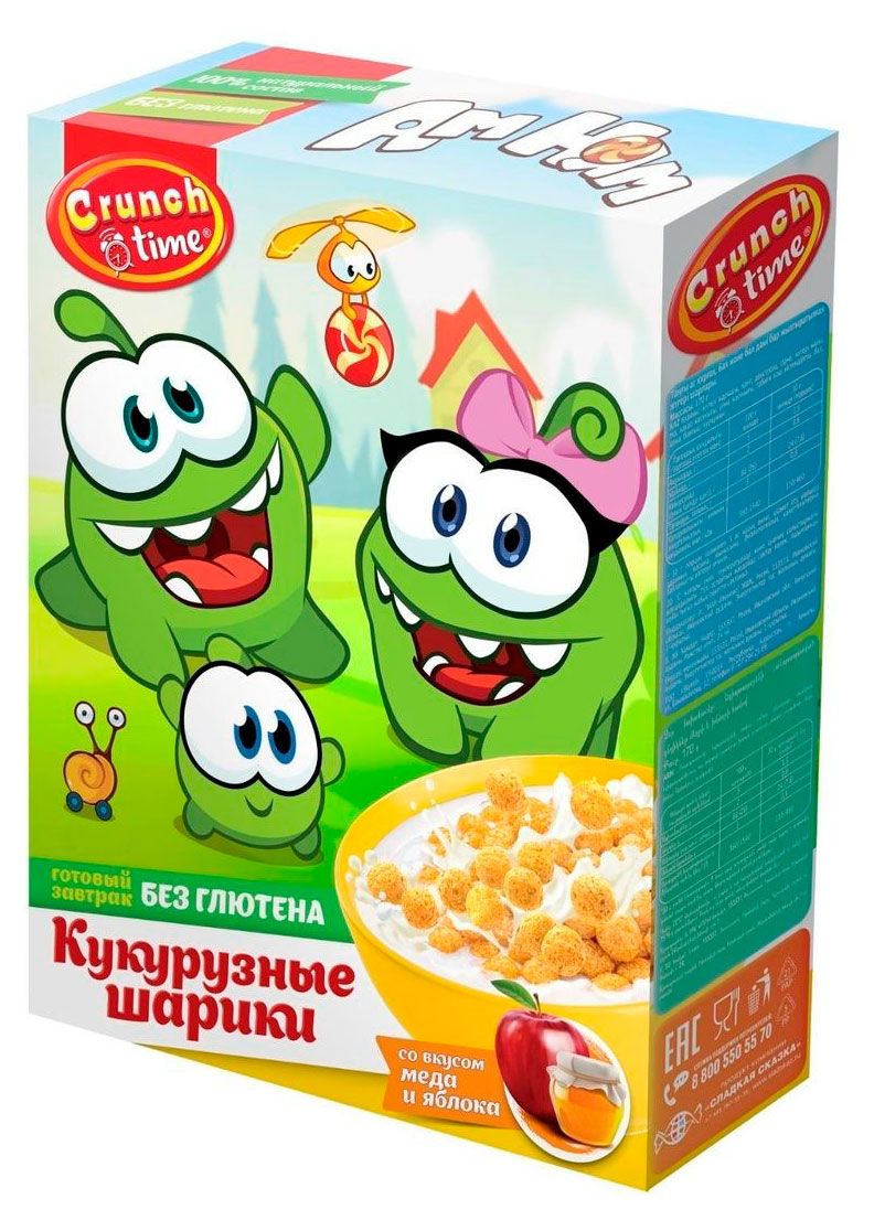 Изображение товара Кукурузные сухие завтраки Crunch Time с медом и яблоком, 170 г