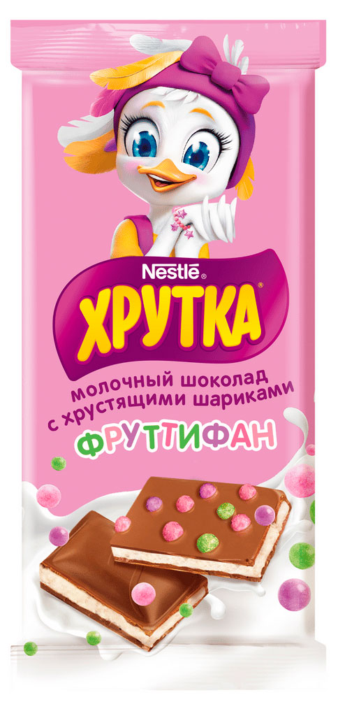 Изображение товара Молочный шоколад ХРУТКА Фруттифан с хрустящими шариками 82 г