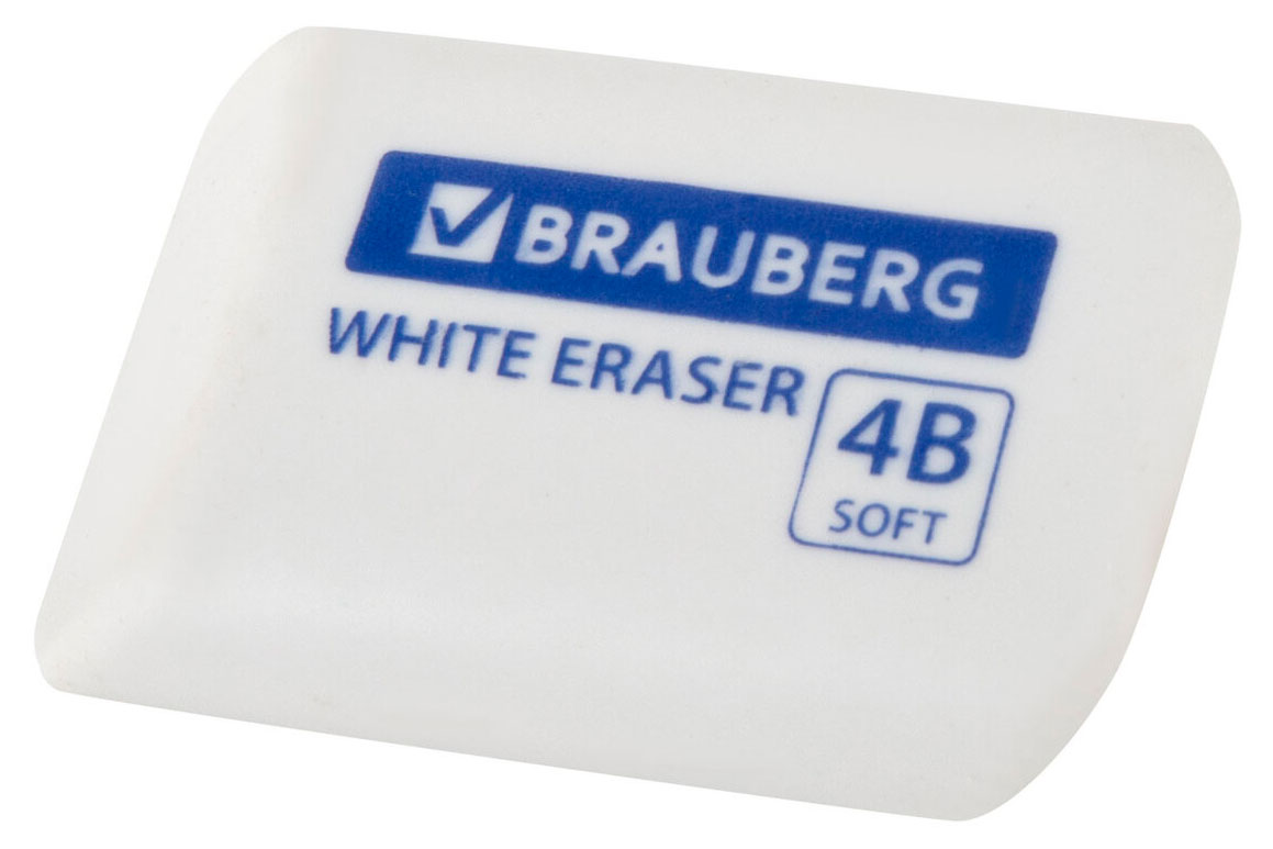 Brauberg | Ластик Brauberg White термопластичная резина 45х28х12 мм, 1 шт