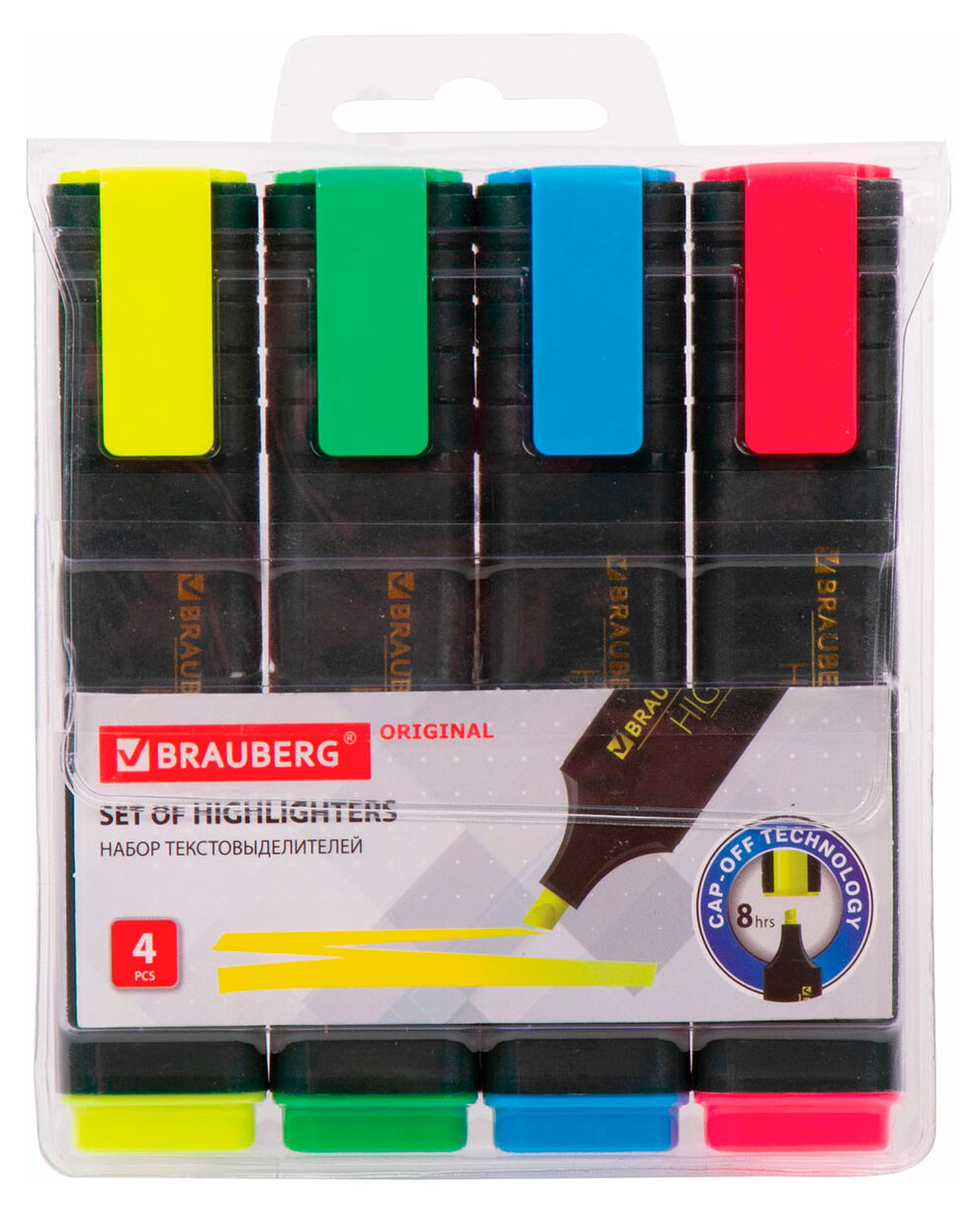 Изображение товара Набор текстовыделителей Brauberg Original 1-5 мм, 4 цвета