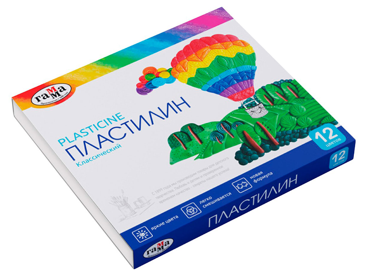 Пластилин «Гамма» Классический со стеком, 12 цветов