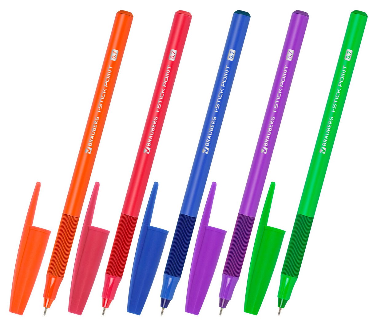 Изображение товара Ручка шариковая Brauberg i-Stick Point Neon синяя 0,7 мм, 1 шт в ассортименте