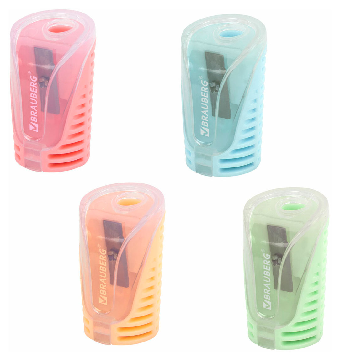 Изображение товара Точилка Brauberg Cell Pastel 1 отверстие с контейнером, 1 шт в ассортименте