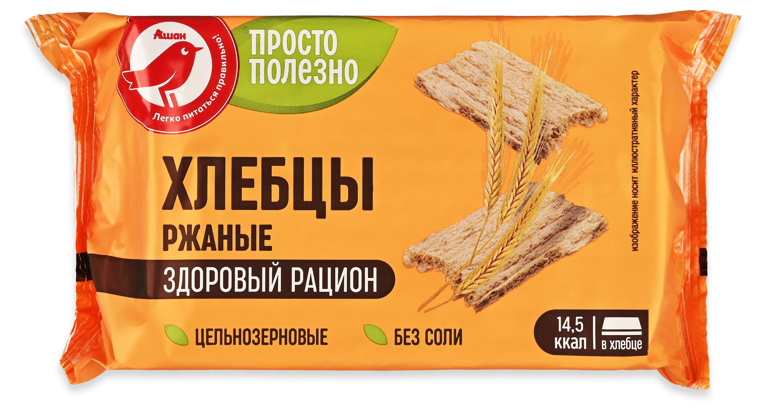 

Хлебцы ржаные АШАН Красная птица Просто Полезно, 65 г